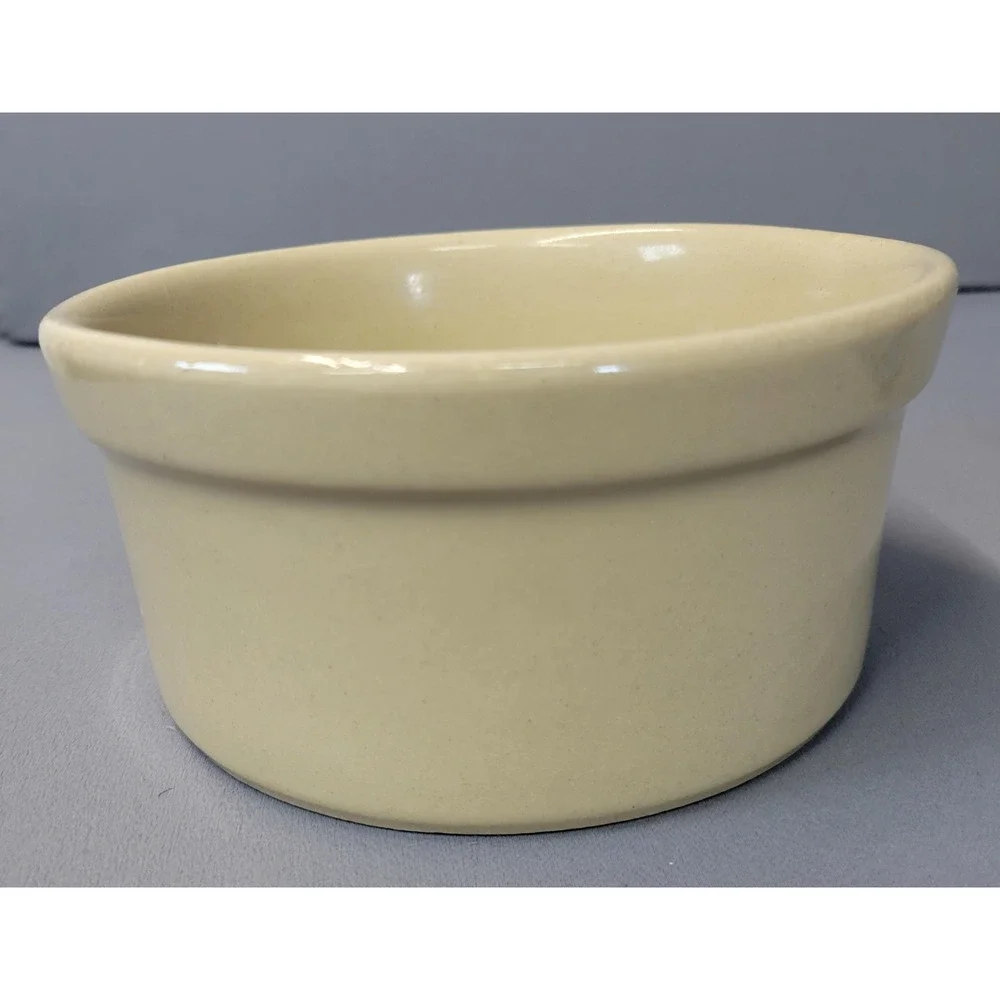 Robinson Ransbottom Pottery Stoneware Ramekin Custard Cup Beige Round Bowl Crock